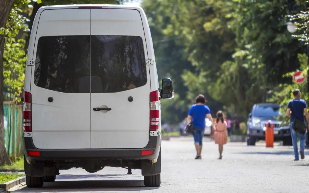 back view white passenger of Minibus