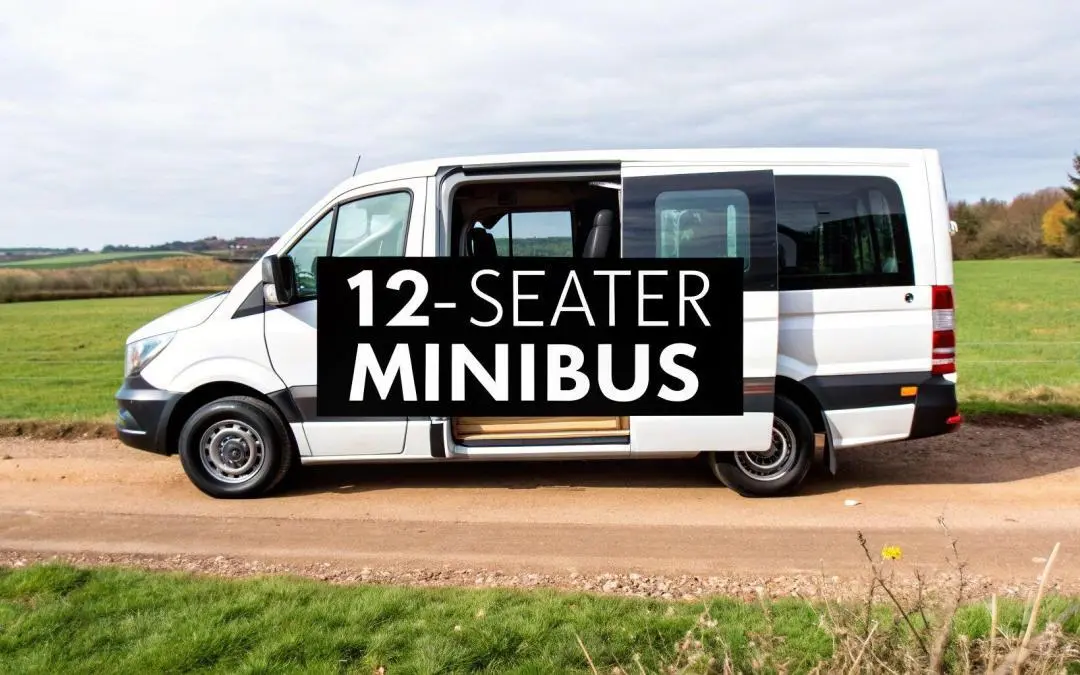 Luxury 12 seater Mercedes minicoach parked in London, ideal for group travel with driver