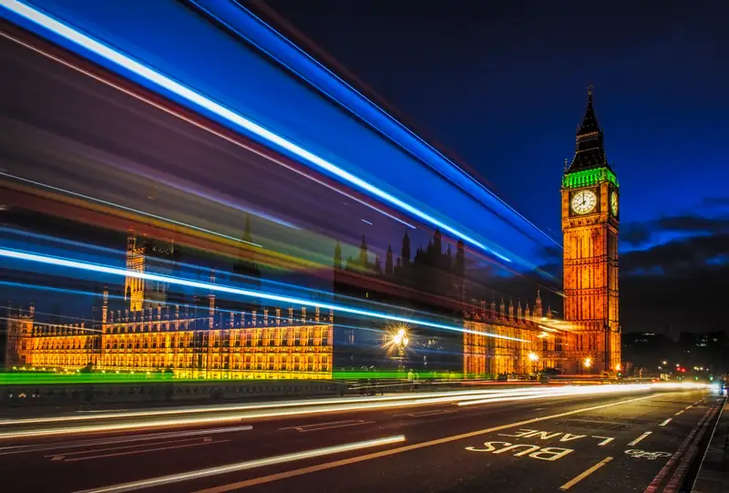 big-ben-night-800w Long exposure night photo of Big Ben and traffic lights in London