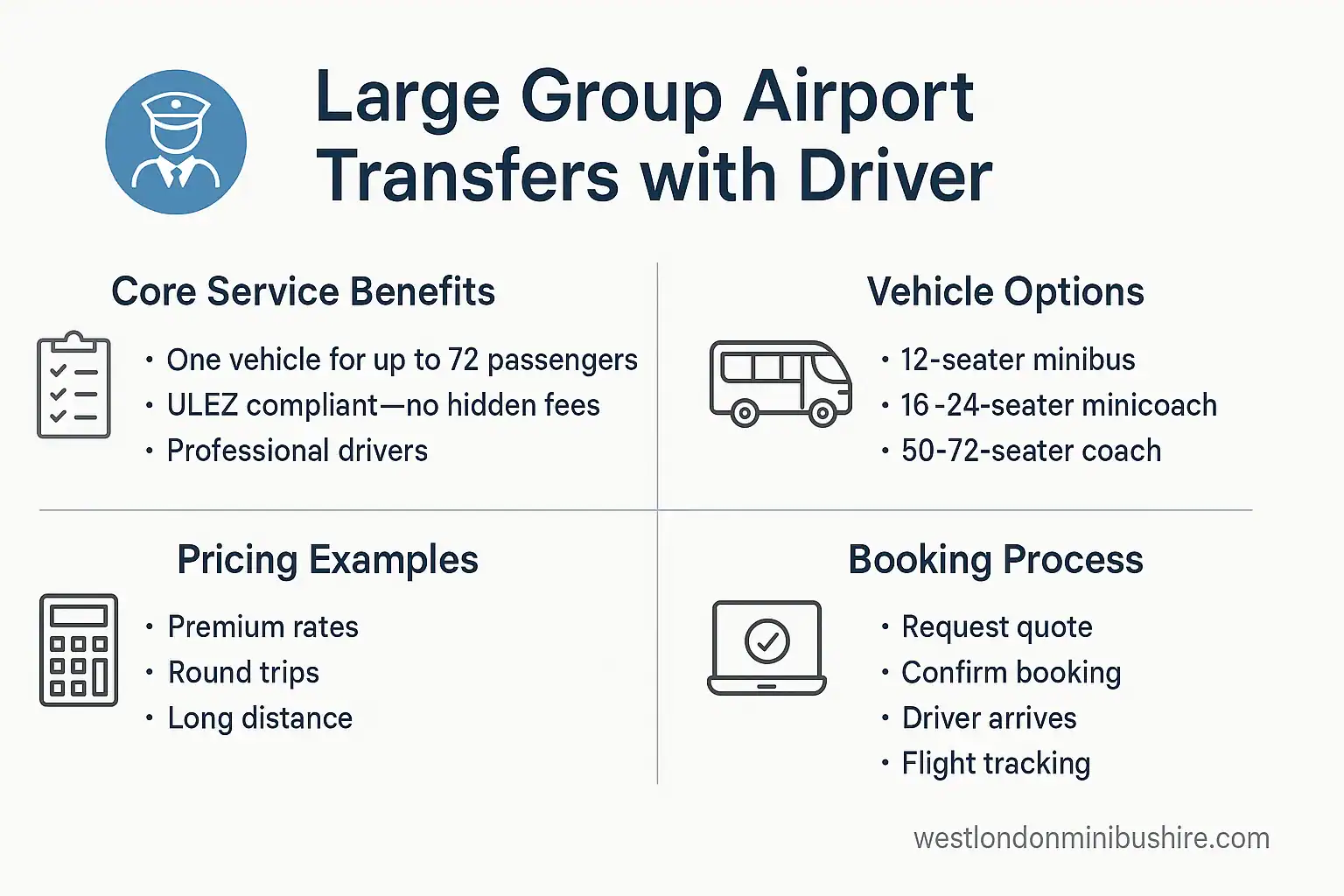 Infographic summary: The Best Guide to Large Group Airport Transfers with Driver