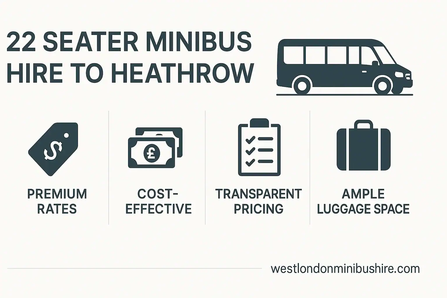 Infographic summary: 22 Seater Minibus Hire to Heathrow: The Complete Price Guide
