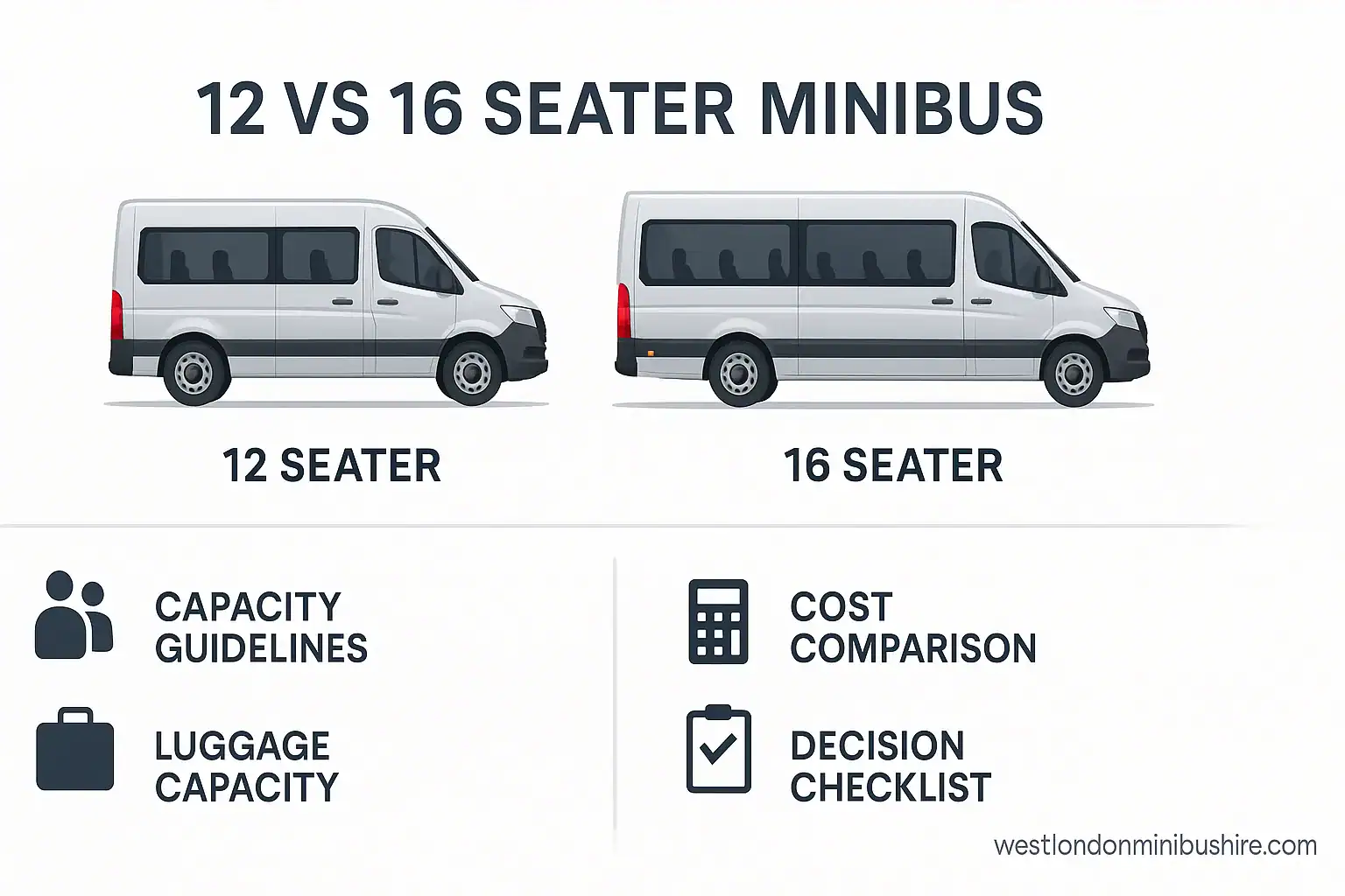Infographic summary: 12 vs 16 Seater Minibus: The Perfect Choice for Your Group